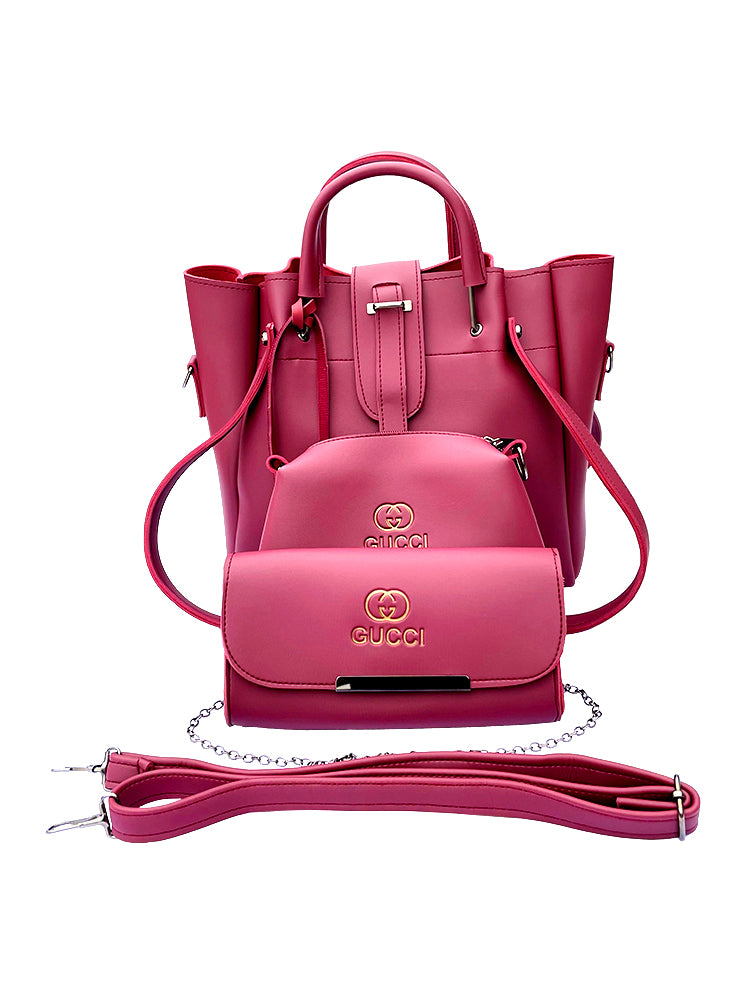 Premium 3-Piece Faux Leather Ladies Handbag Set